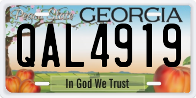 GA license plate QAL4919