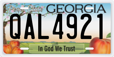 GA license plate QAL4921