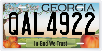 GA license plate QAL4922