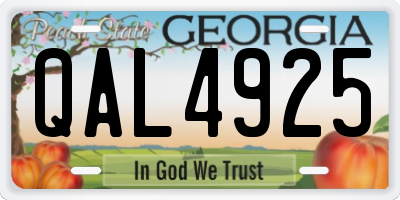 GA license plate QAL4925