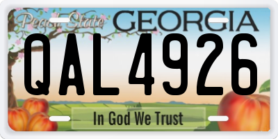 GA license plate QAL4926