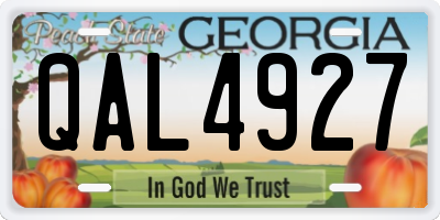 GA license plate QAL4927