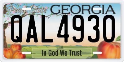 GA license plate QAL4930