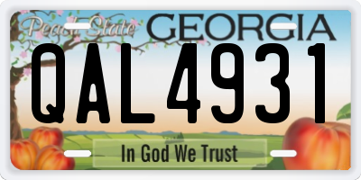 GA license plate QAL4931