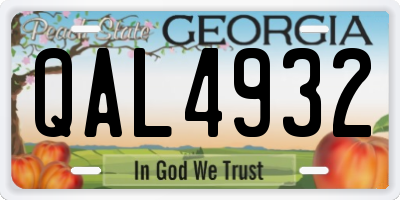 GA license plate QAL4932