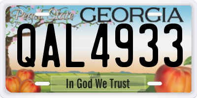 GA license plate QAL4933