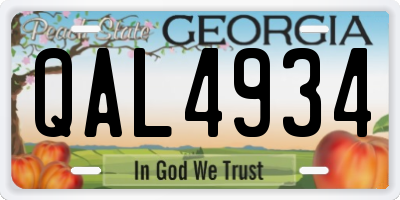 GA license plate QAL4934