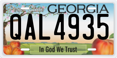 GA license plate QAL4935