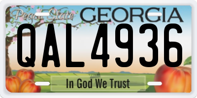 GA license plate QAL4936