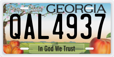 GA license plate QAL4937