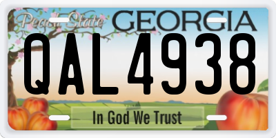 GA license plate QAL4938