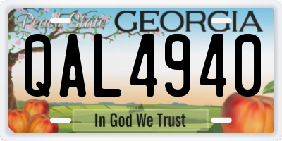 GA license plate QAL4940