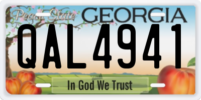 GA license plate QAL4941