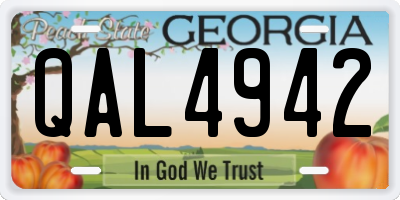 GA license plate QAL4942