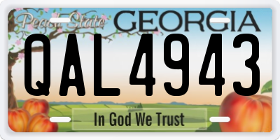 GA license plate QAL4943