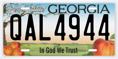 GA license plate QAL4944