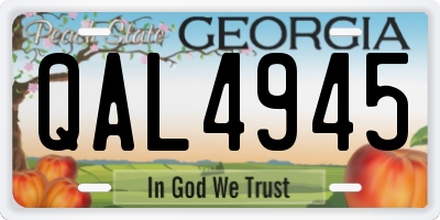 GA license plate QAL4945