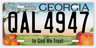 GA license plate QAL4947