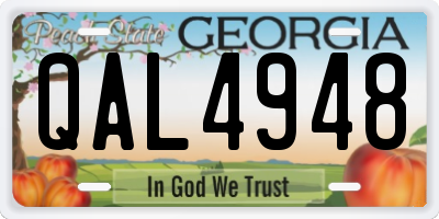 GA license plate QAL4948