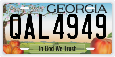 GA license plate QAL4949