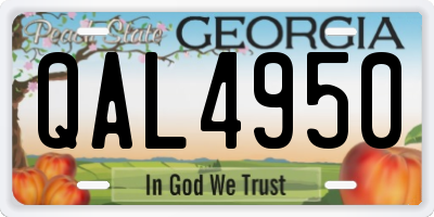 GA license plate QAL4950