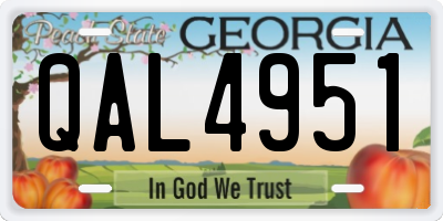 GA license plate QAL4951