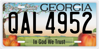 GA license plate QAL4952