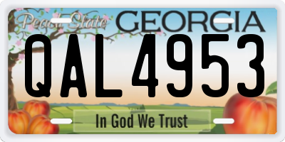 GA license plate QAL4953