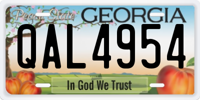 GA license plate QAL4954