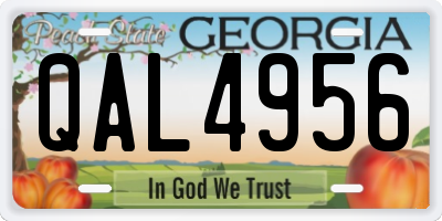 GA license plate QAL4956