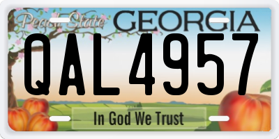 GA license plate QAL4957