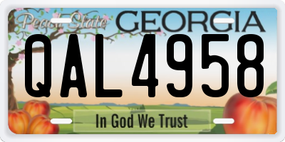 GA license plate QAL4958