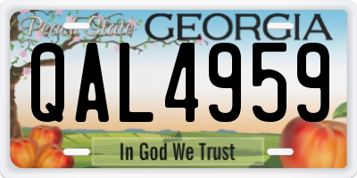 GA license plate QAL4959