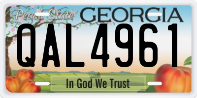 GA license plate QAL4961