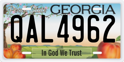 GA license plate QAL4962