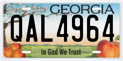 GA license plate QAL4964