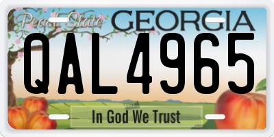 GA license plate QAL4965