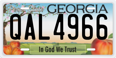 GA license plate QAL4966