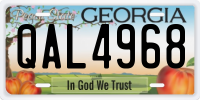 GA license plate QAL4968