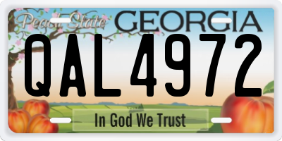 GA license plate QAL4972