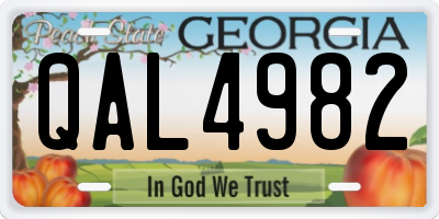 GA license plate QAL4982