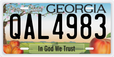 GA license plate QAL4983