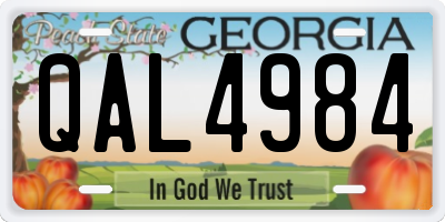 GA license plate QAL4984