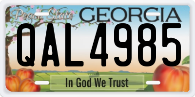 GA license plate QAL4985