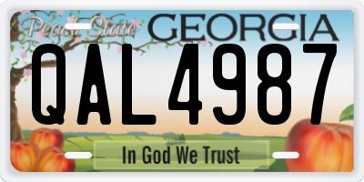 GA license plate QAL4987