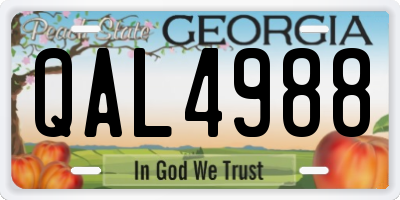 GA license plate QAL4988