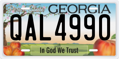 GA license plate QAL4990