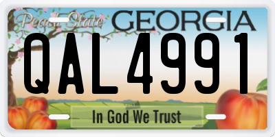 GA license plate QAL4991