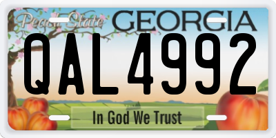 GA license plate QAL4992