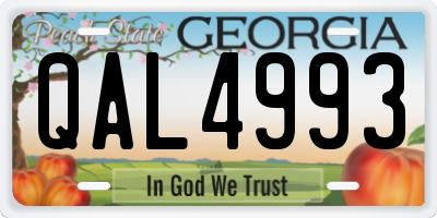 GA license plate QAL4993